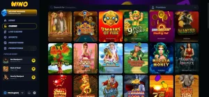 Current Wino Casino game lobby with category navigation